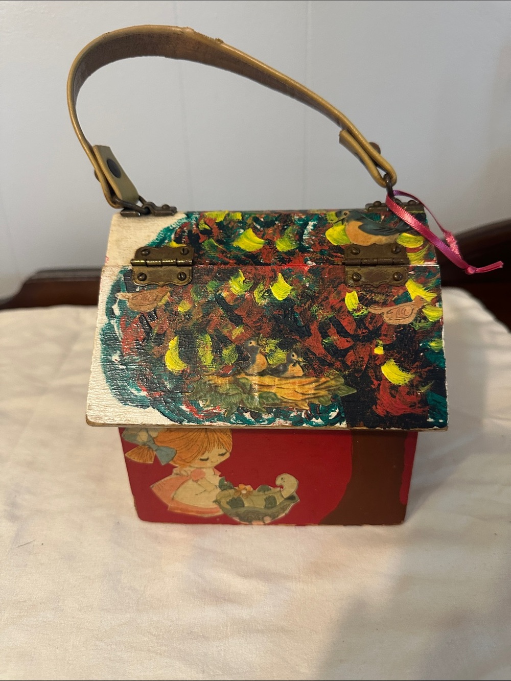 70’s Wooden Decoupage Box Purse